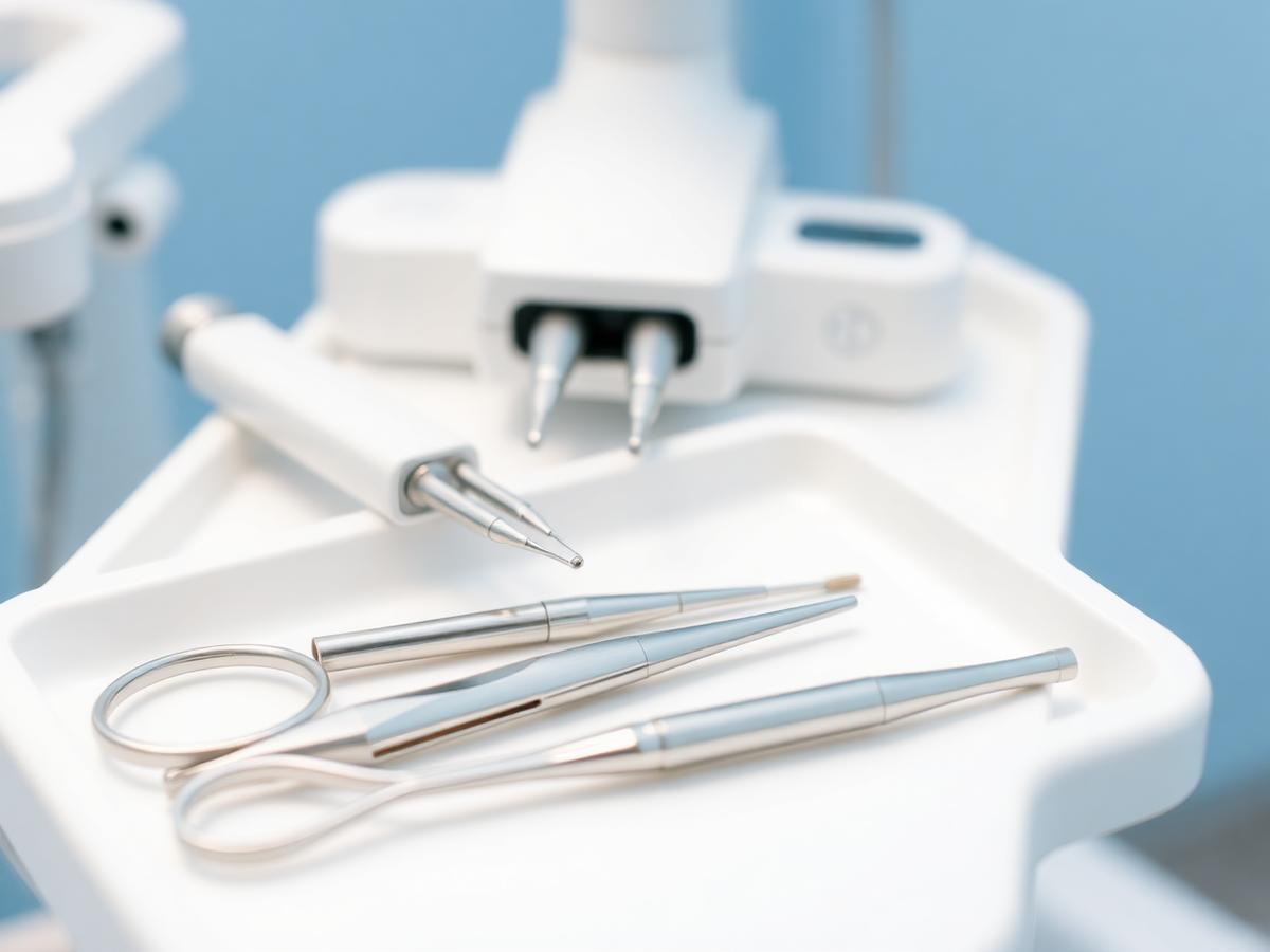 Modern dental instruments prepared for treatment